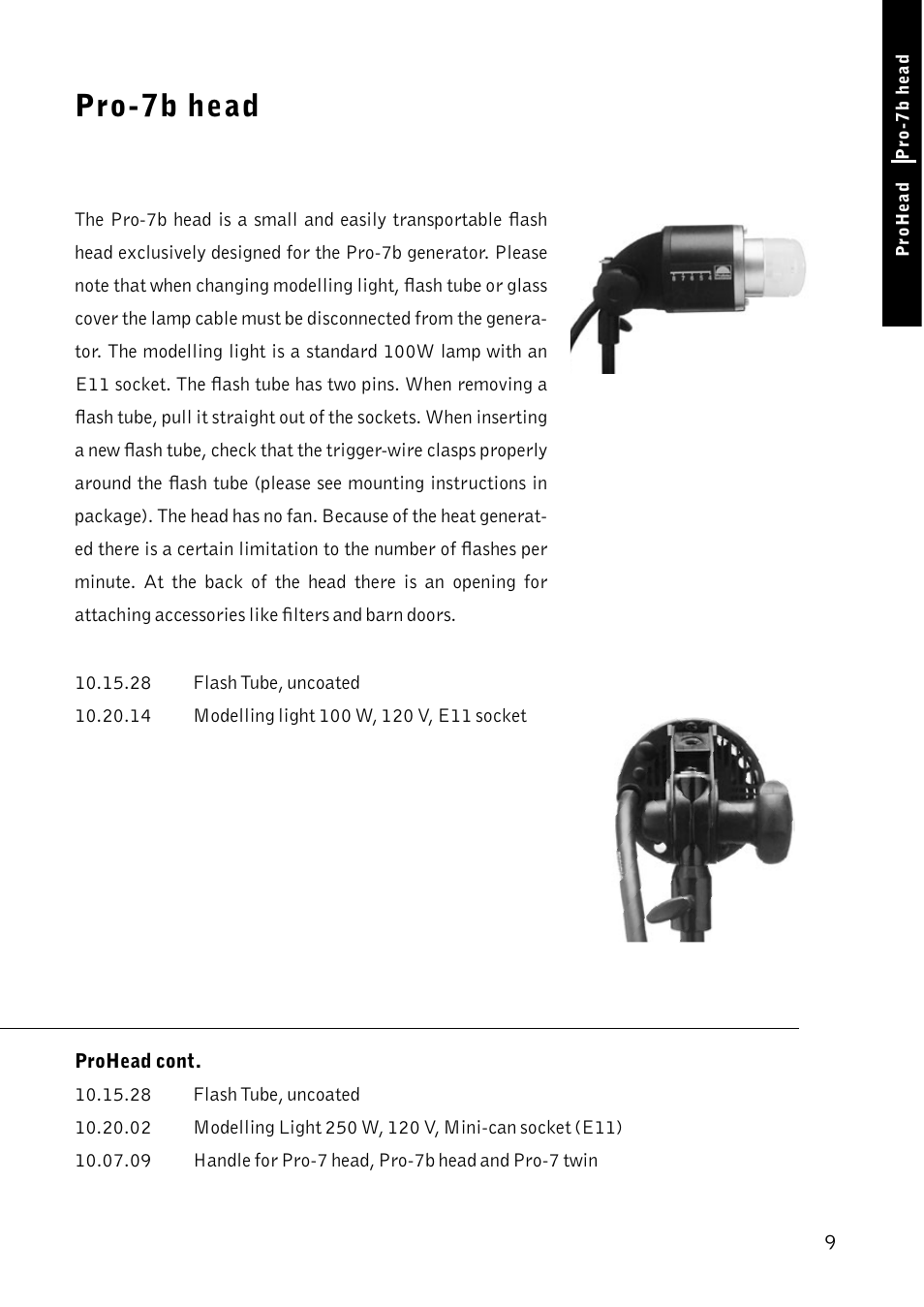 Pro-7b head | Profoto Pro-7 User Manual | Page 9 / 43