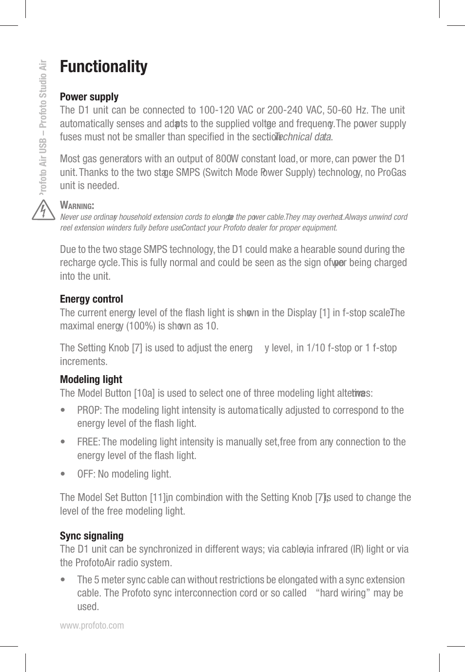 Functionality | Profoto D1 500 AIR User Manual | Page 10 / 24