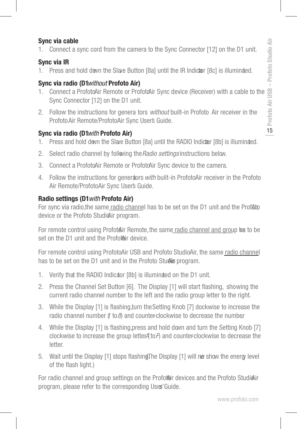 Profoto D1 500 AIR User Manual | Page 15 / 24