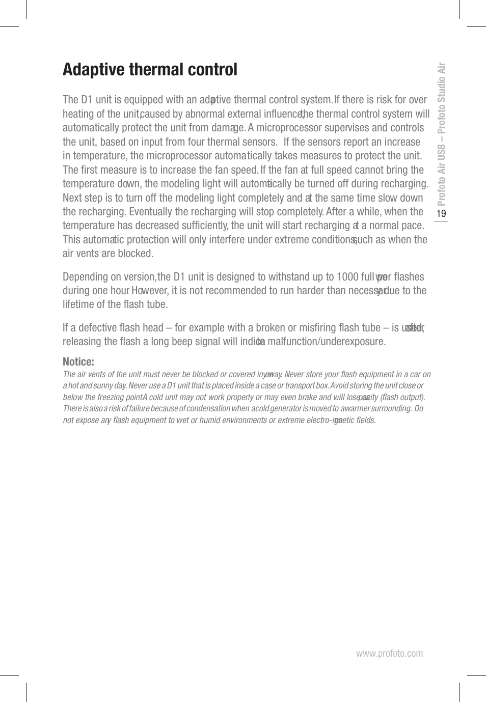 Adaptive thermal control | Profoto D1 500 AIR User Manual | Page 19 / 24