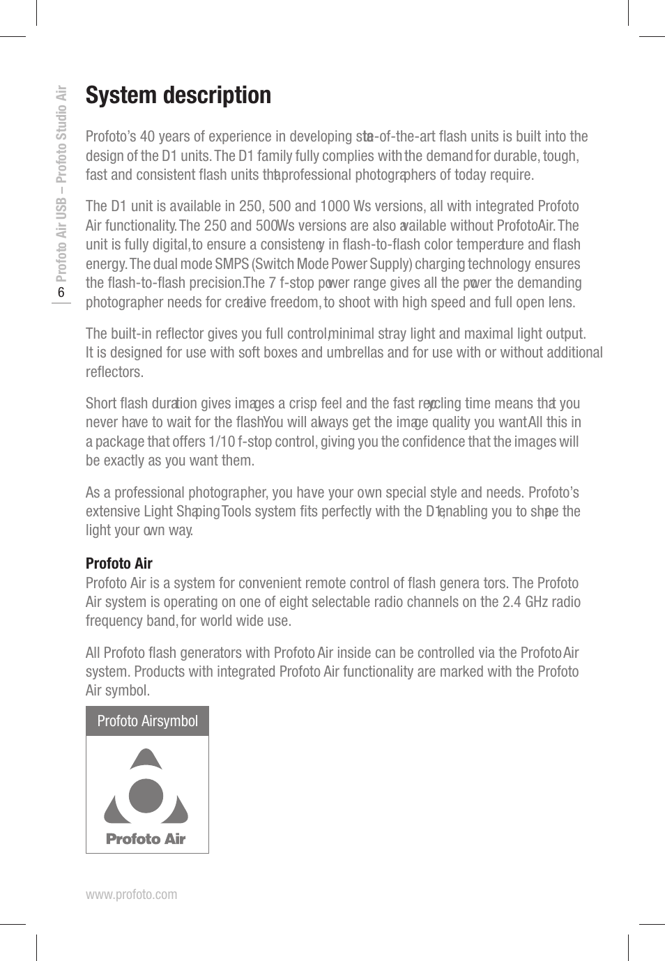 System description | Profoto D1 500 AIR User Manual | Page 6 / 24