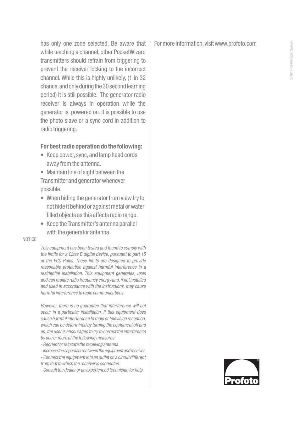 Profoto Sync Radio Receiver User Manual | Page 2 / 2