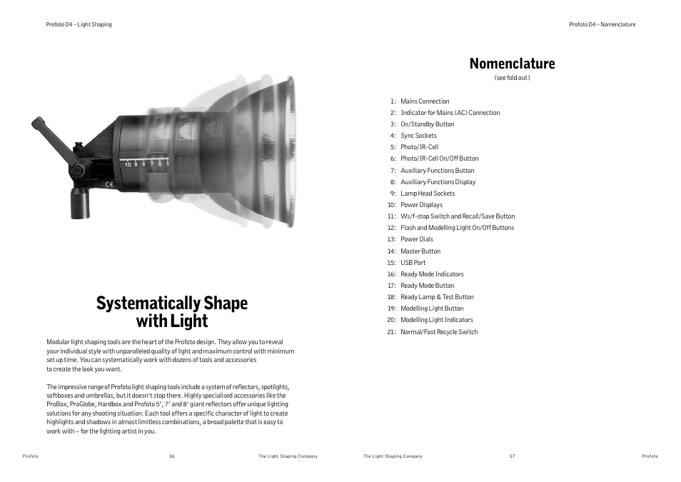 Systematically shape with light, Nomenclature | Profoto D4 User Manual | Page 11 / 24