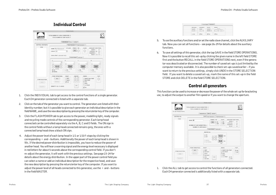 Individual control, Control all generators | Profoto D4 User Manual | Page 21 / 24