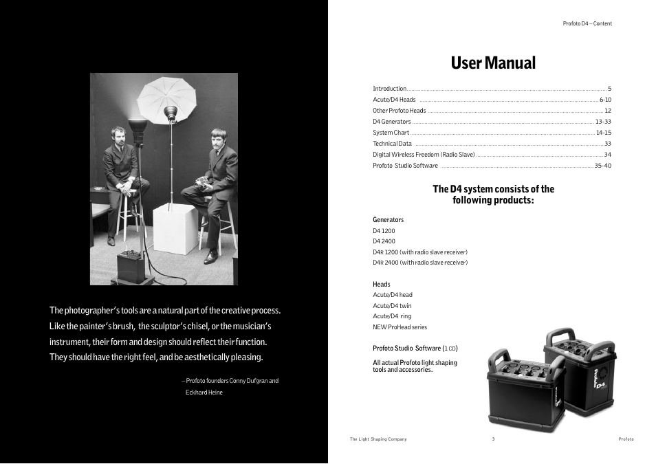 User manual, The d4 system consists of the following products | Profoto D4 User Manual | Page 4 / 24