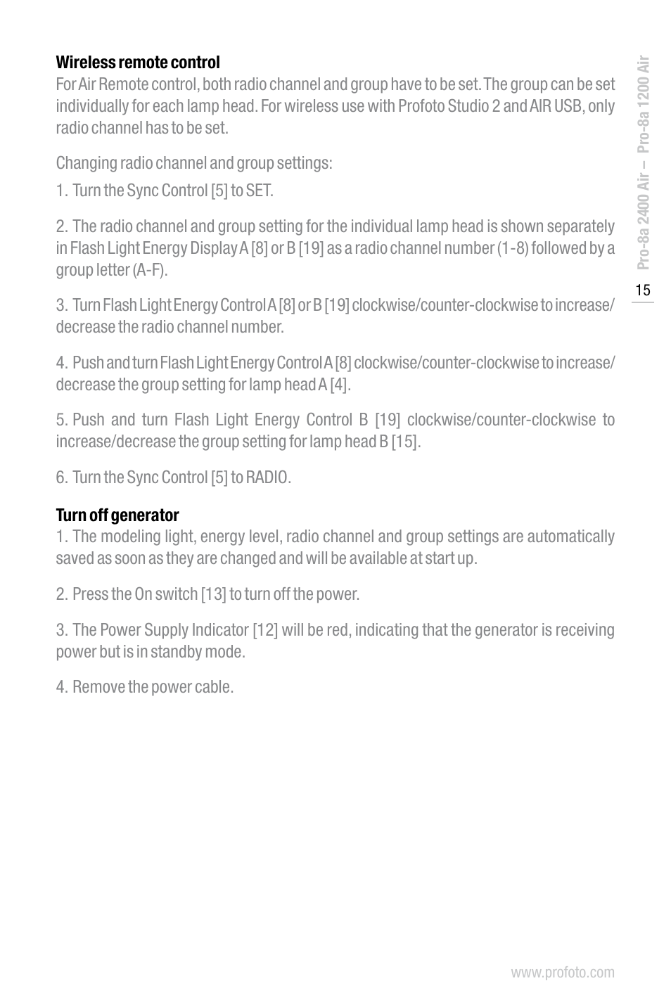 Profoto PRO-8A 2400 AIR User Manual | Page 15 / 22