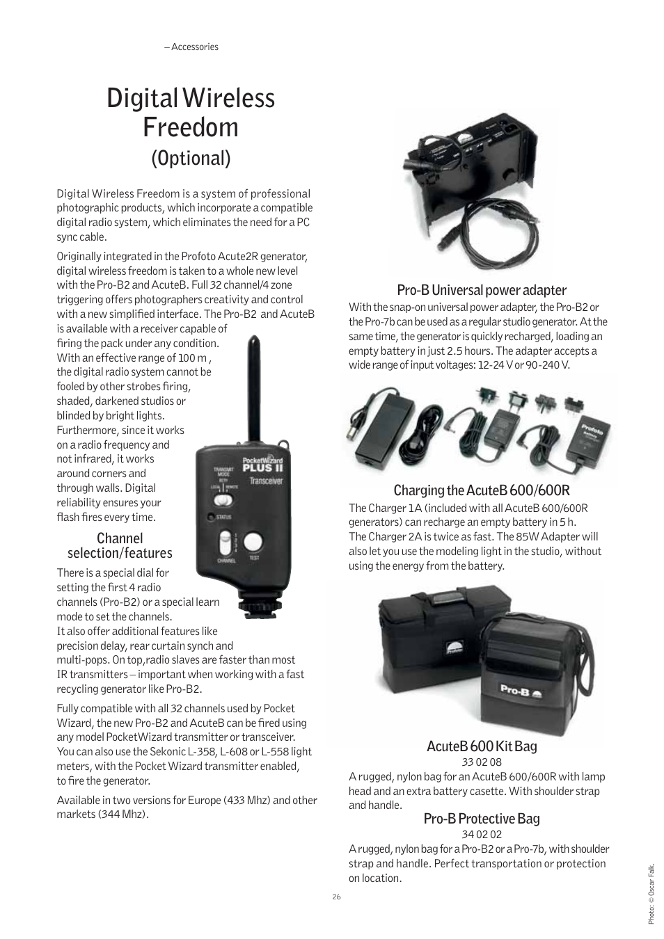 Accessories, Digital wireless freedom, Optional) | Batter y | Profoto Pro-7b User Manual | Page 26 / 28