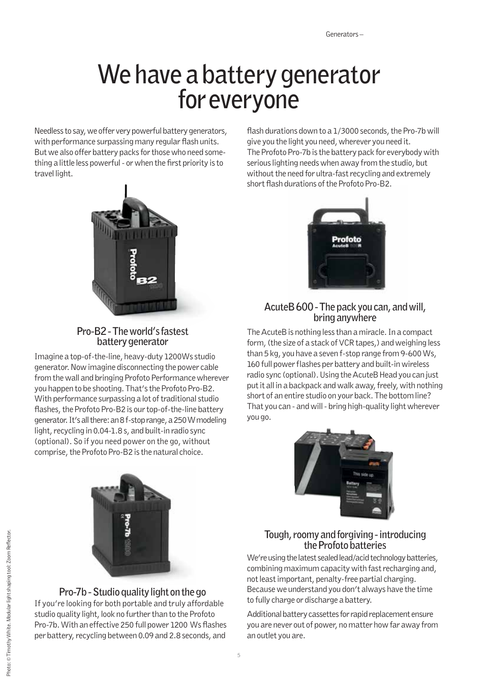We have a battery generator for everyone, Batter y | Profoto Pro-7b User Manual | Page 5 / 28