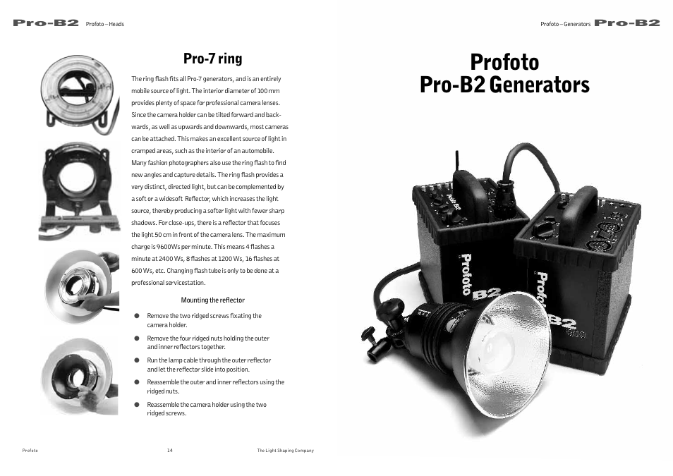 Profoto pro-b2 generators, Pro-7 ring | Profoto Pro-B2 User Manual | Page 8 / 17