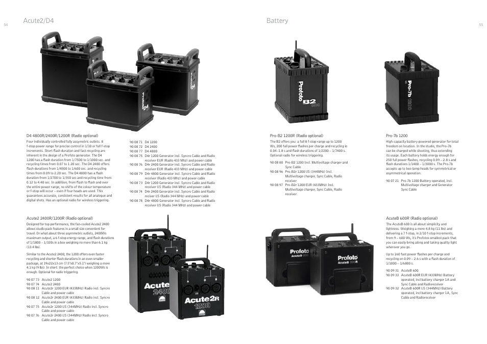 Battery, Acute2/d4 | Profoto 250 W User Manual | Page 28 / 31