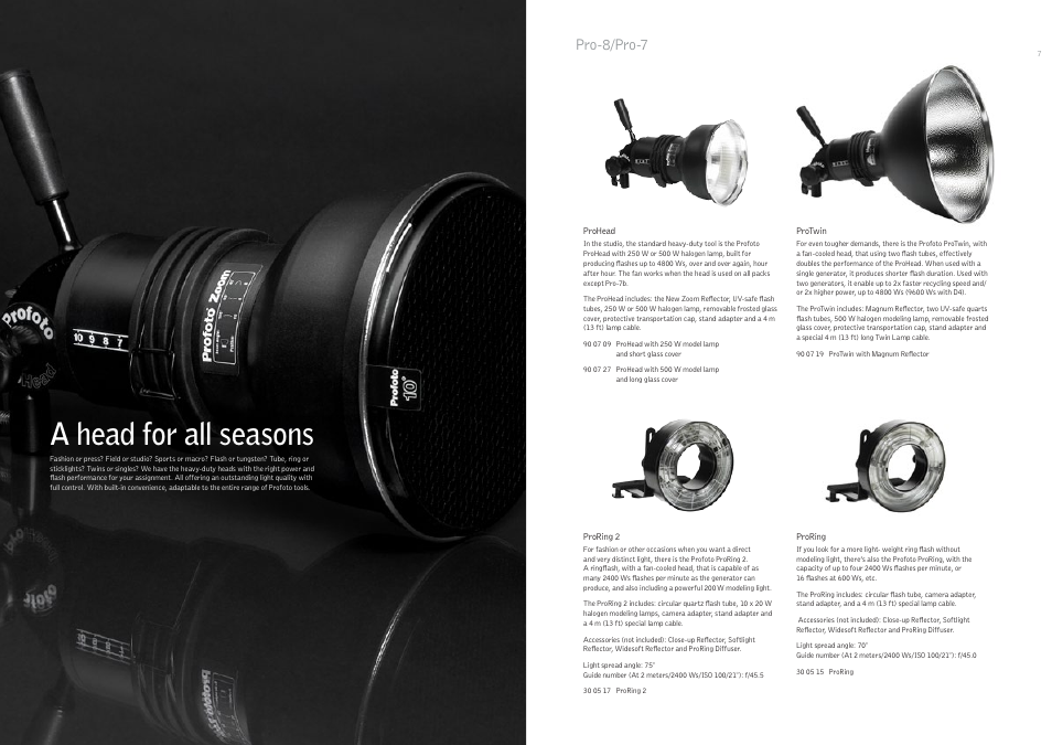 A head for all seasons, Pro-8/pro-7 | Profoto 250 W User Manual | Page 4 / 31