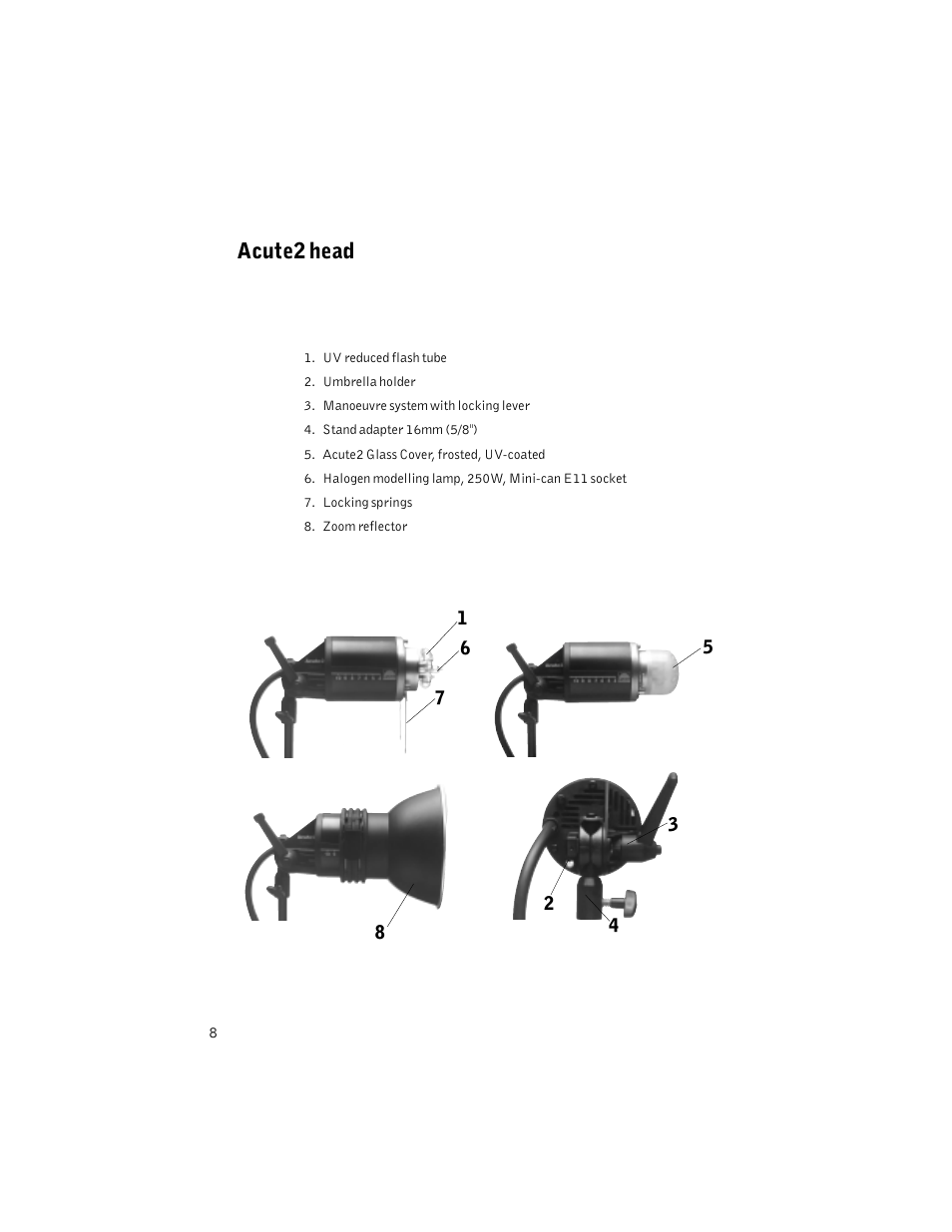 Acute2 head | Profoto ACUTE2 1200 User Manual | Page 8 / 28
