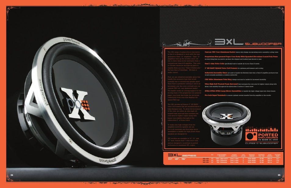 05 xtreme, Subwoofer, Ported | Series | PowerBass Xtreme XL User Manual | Page 3 / 8