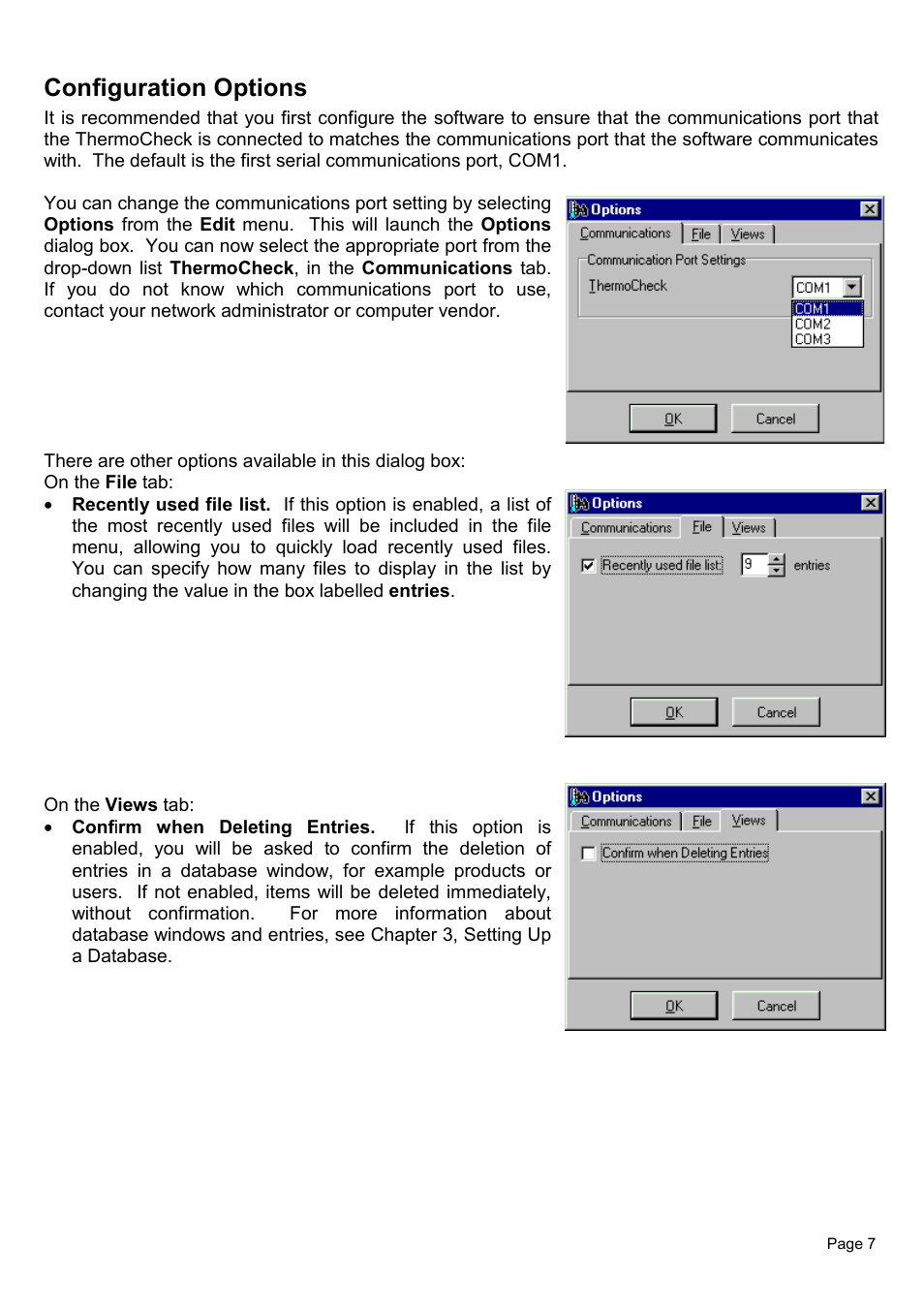Configuration options | Piega Thermo Check for Windows 1.6 User Manual | Page 11 / 44