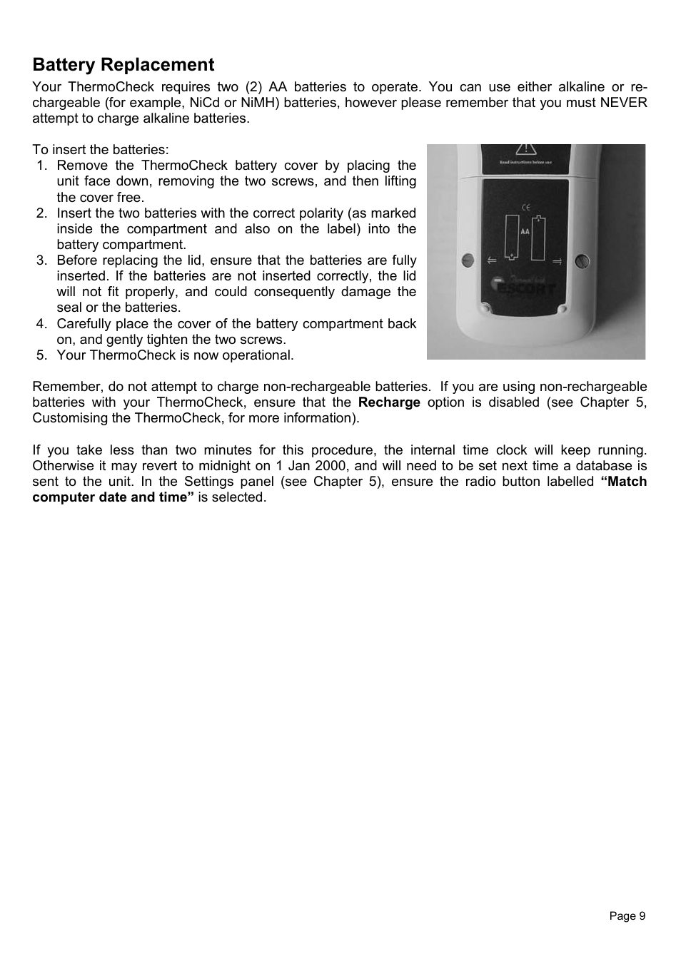 Battery replacement | Piega Thermo Check for Windows 1.6 User Manual | Page 13 / 44