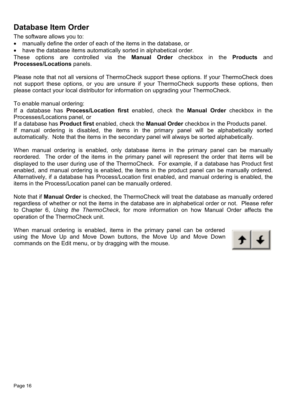 Database item order | Piega Thermo Check for Windows 1.6 User Manual | Page 20 / 44