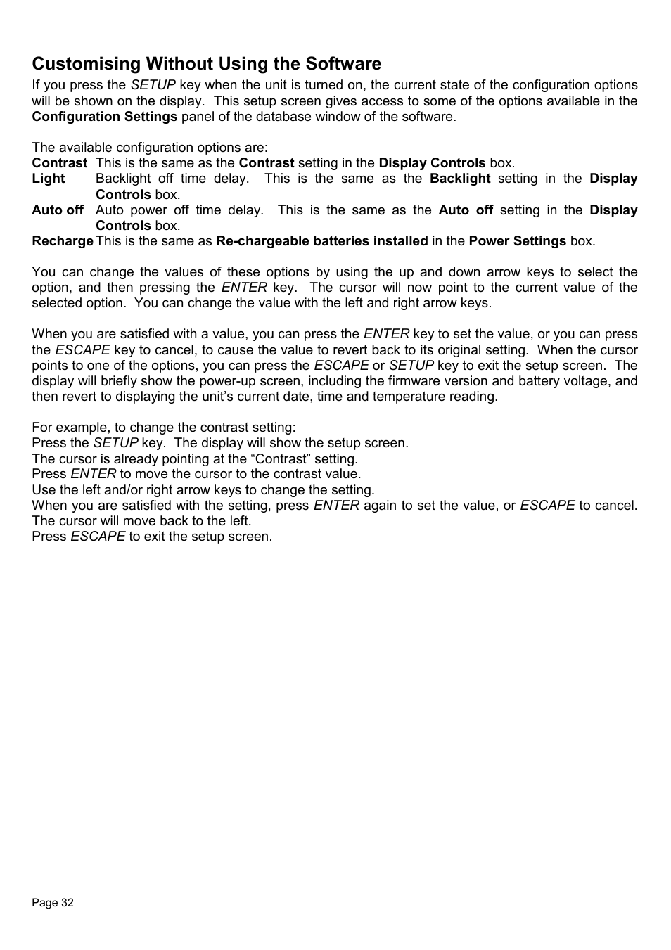 Customising without using the software | Piega Thermo Check for Windows 1.6 User Manual | Page 36 / 44