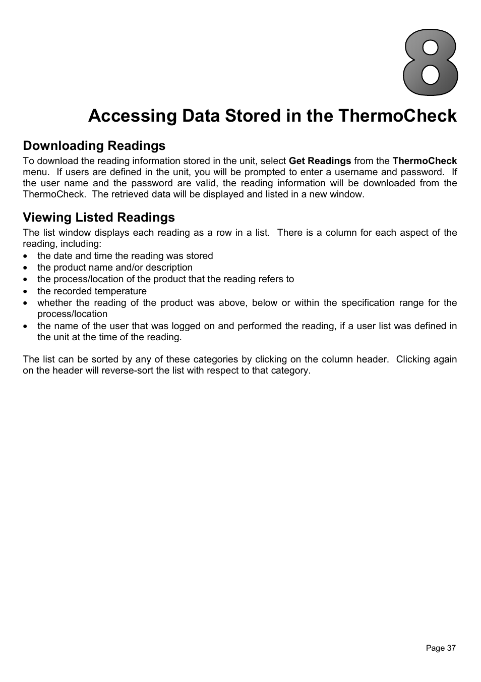 Accessing data stored in the thermocheck | Piega Thermo Check for Windows 1.6 User Manual | Page 41 / 44