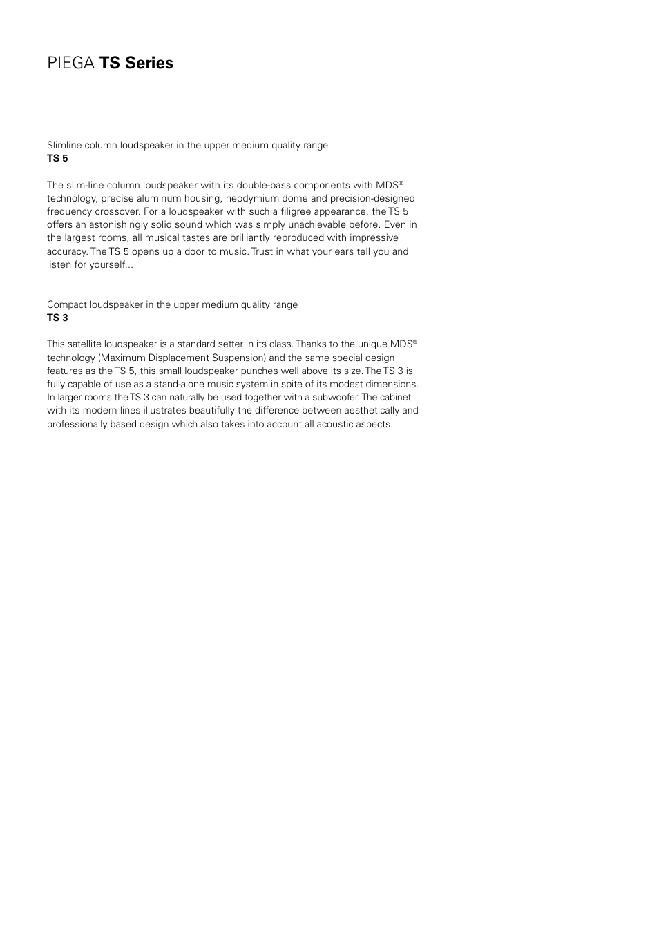Piega ts series | Piega Portable Loudspeaker 2008 User Manual | Page 15 / 32