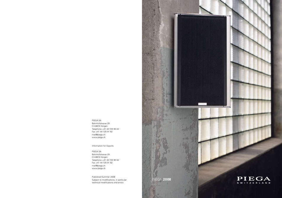Piega 2008 | Piega Portable Loudspeaker 2008 User Manual | Page 32 / 32