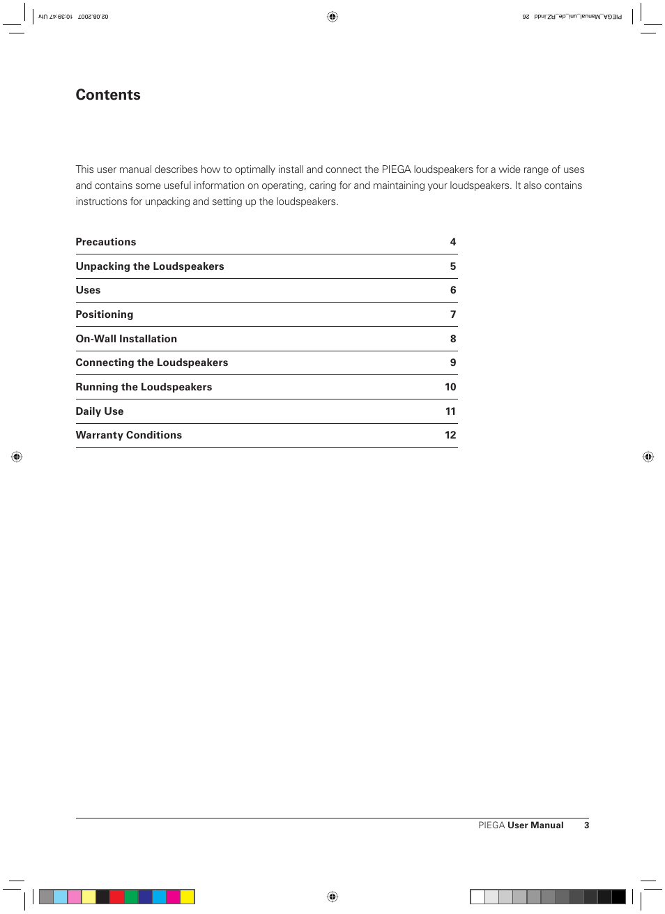 Piega Owners Manual Loudspeaker User Manual | Page 3 / 13