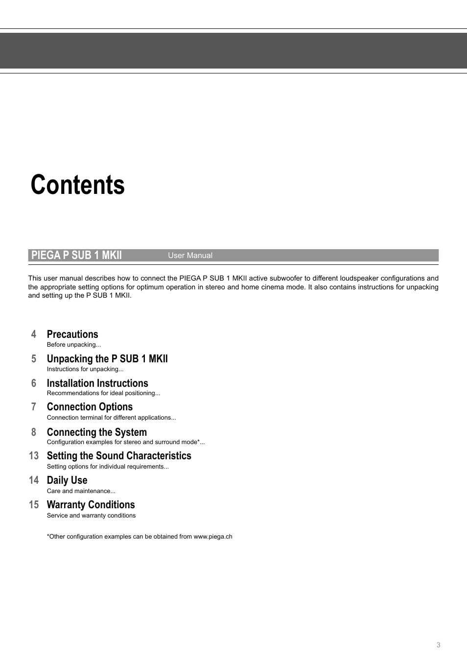 Piega SUB 1 MKII User Manual | Page 3 / 16