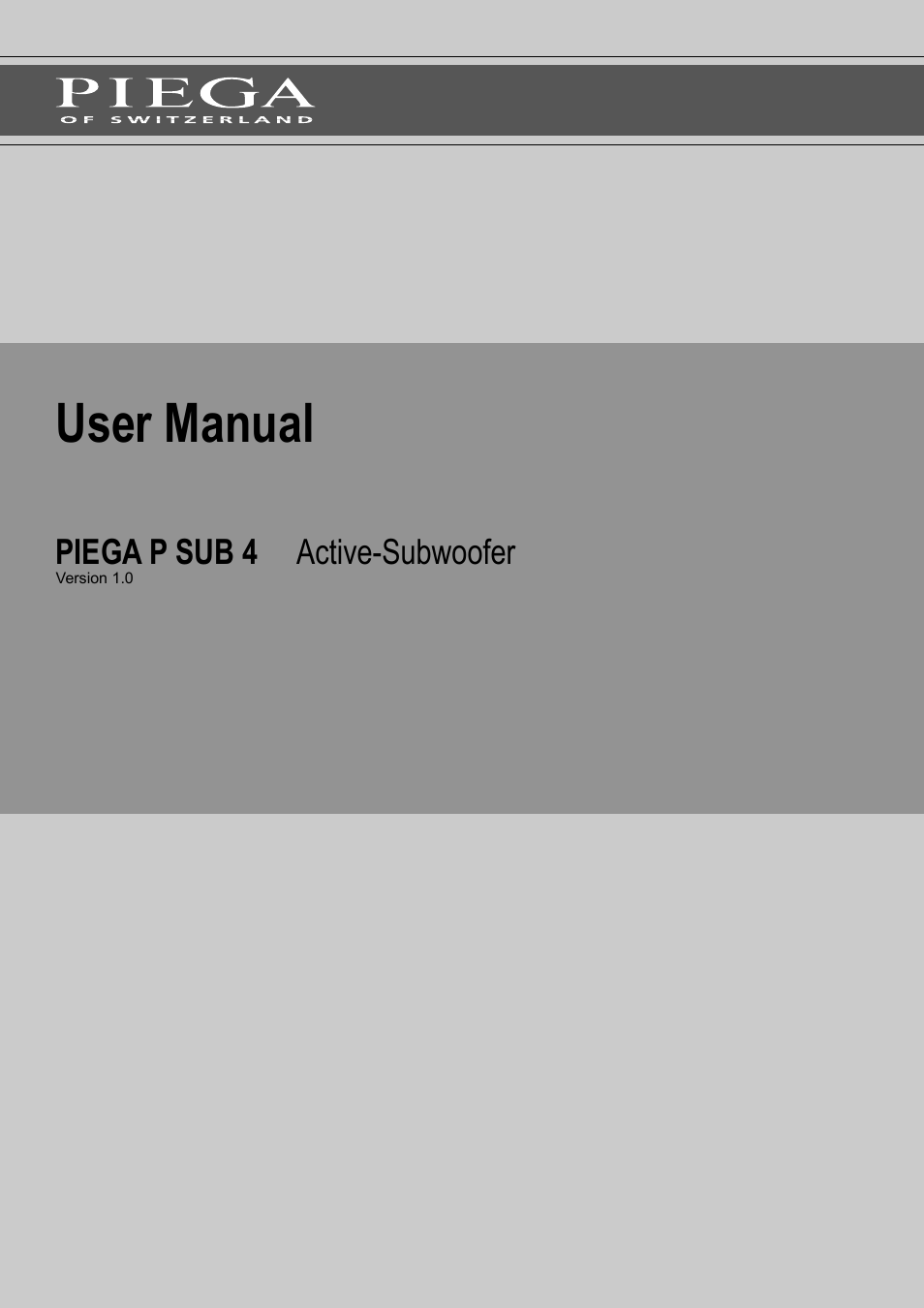 Piega P Sub 4 User Manual | 16 pages