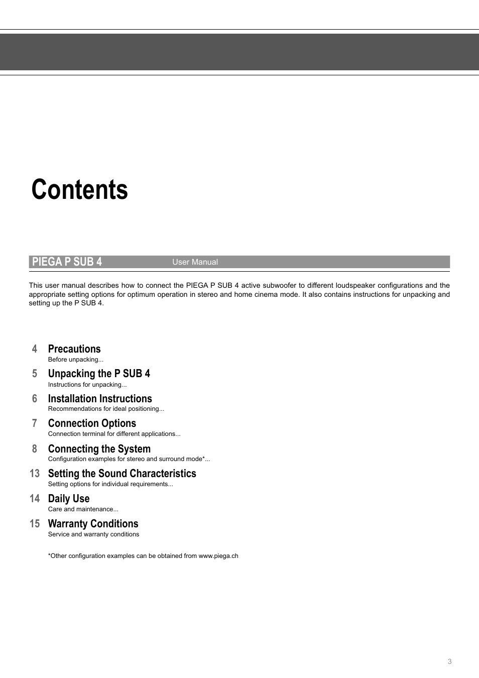 Piega P Sub 4 User Manual | Page 3 / 16