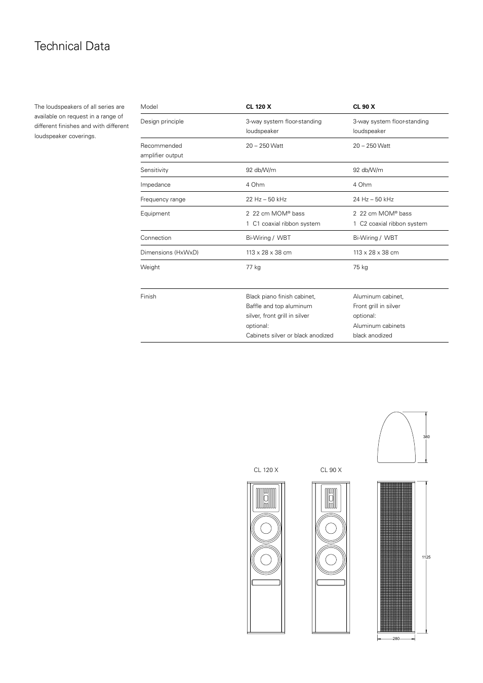 Technical data | Piega CL 120 X User Manual | Page 4 / 6