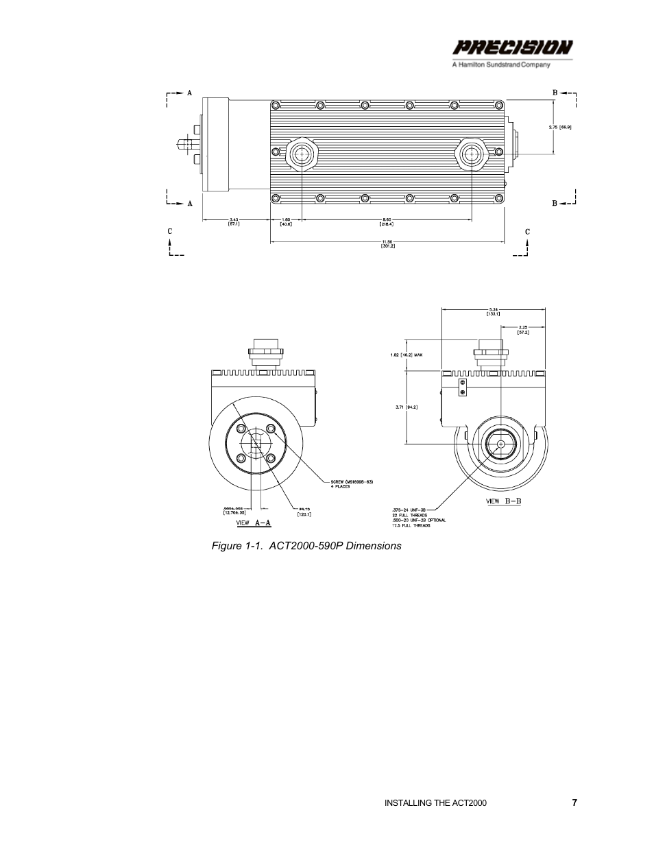 Figure 1-1. act2000-590p dimensions | Hamilton Sundstrand Company ACT2000 User Manual | Page 13 / 64