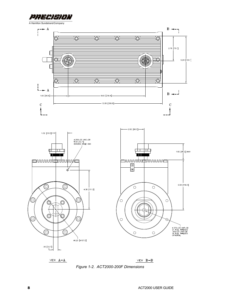 Figure 1-2. act2000-200f dimensions | Hamilton Sundstrand Company ACT2000 User Manual | Page 14 / 64