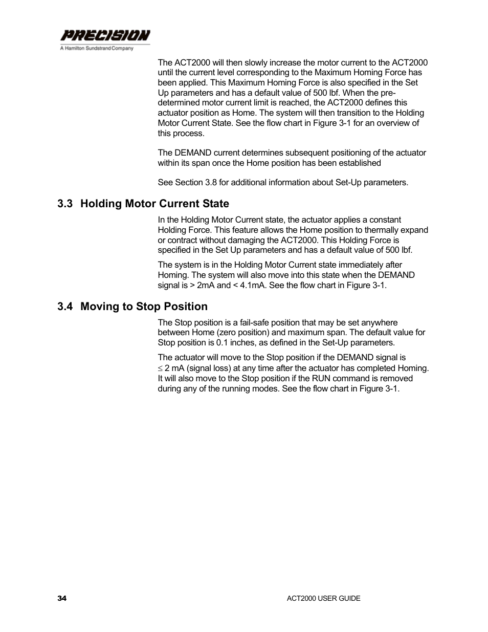 3 holding motor current state, 4 moving to stop position, Holding motor current state | Moving to stop position | Hamilton Sundstrand Company ACT2000 User Manual | Page 40 / 64