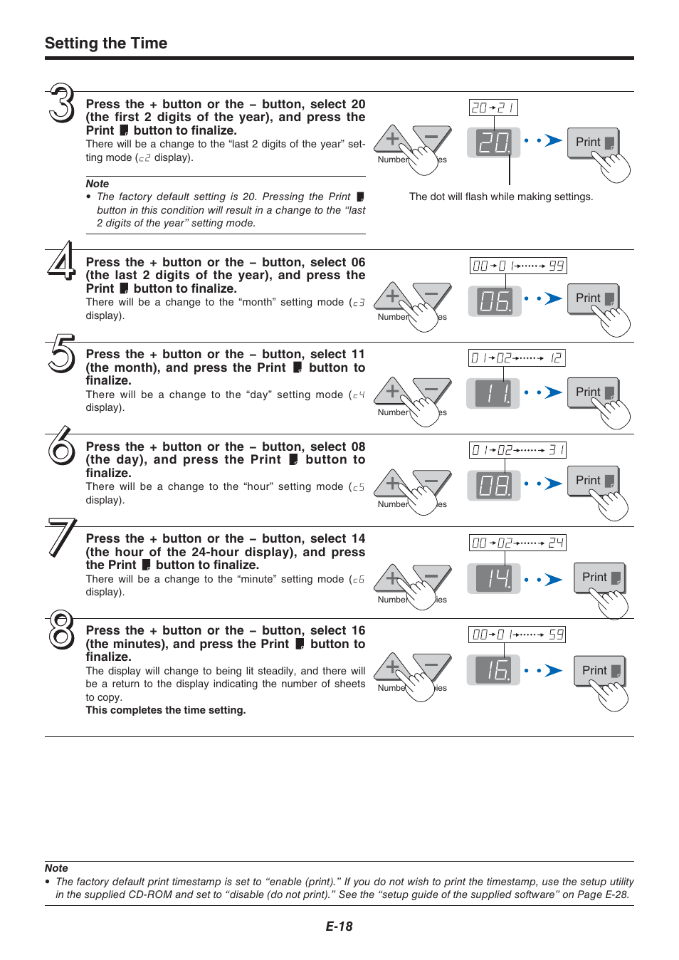 Setting the time | Plus Corporation COPYBOARD M-115 User Manual | Page 18 / 36