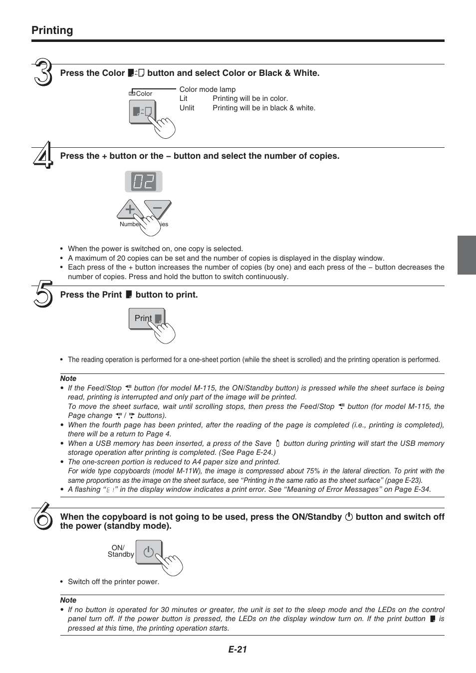 Printing | Plus Corporation COPYBOARD M-115 User Manual | Page 21 / 36