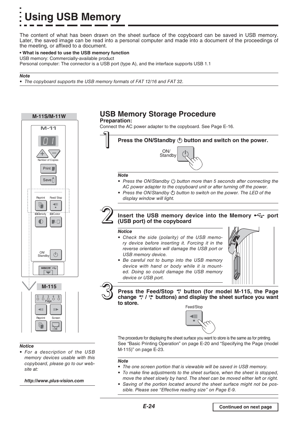 E-24, Preparation | Plus Corporation COPYBOARD M-115 User Manual | Page 24 / 36