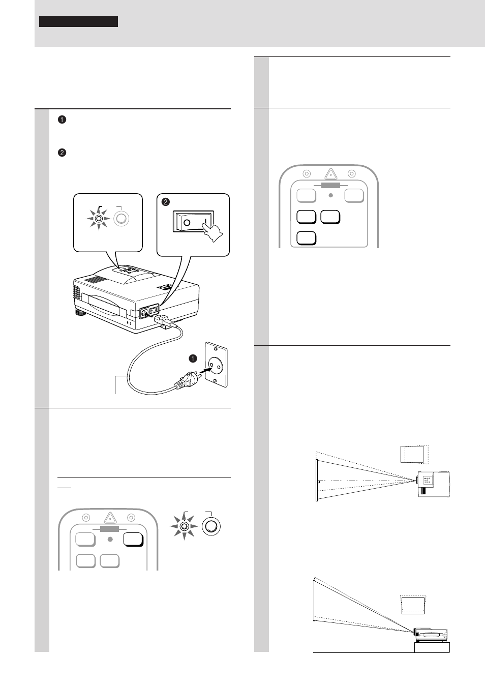 When the projected image is offset horizontally, When the projected image is offset ver- tically | Plus Corporation UP-1100 User Manual | Page 16 / 34