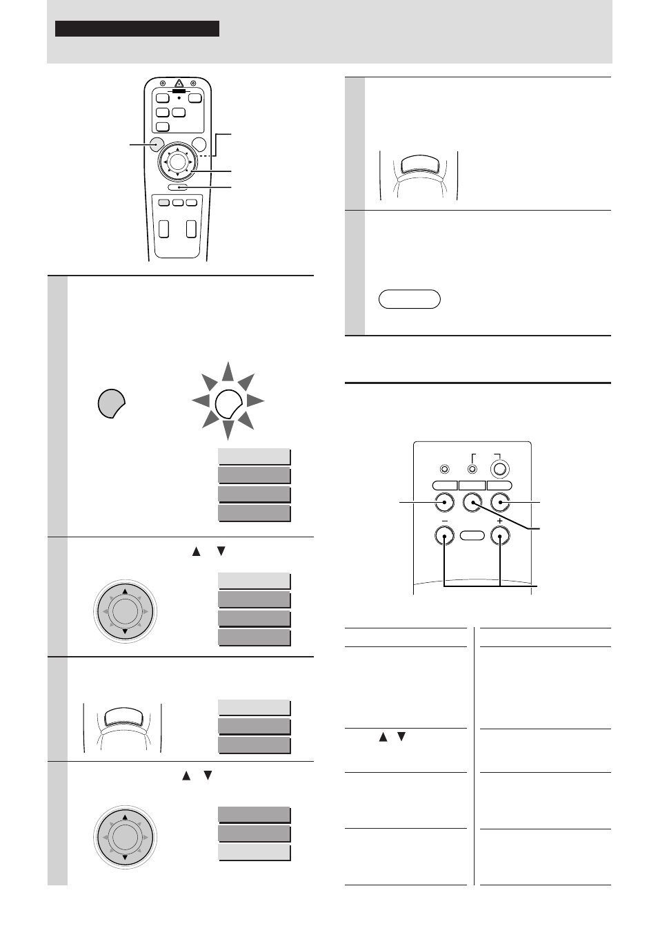 Operating with the unit, Press menu, Press the cursor / key to select “source menu | Press l-click, Press r-click to turn off the menu dis- play | Plus Corporation UP-1100 User Manual | Page 21 / 34