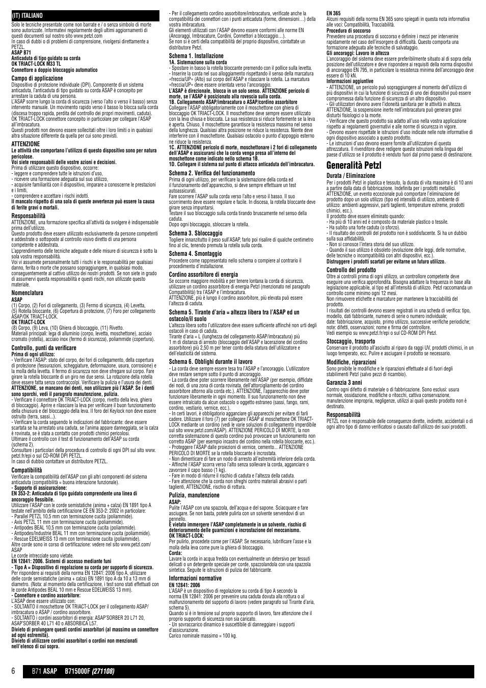 Generalità petzl | Petzl ASAP B71 User Manual | Page 6 / 23