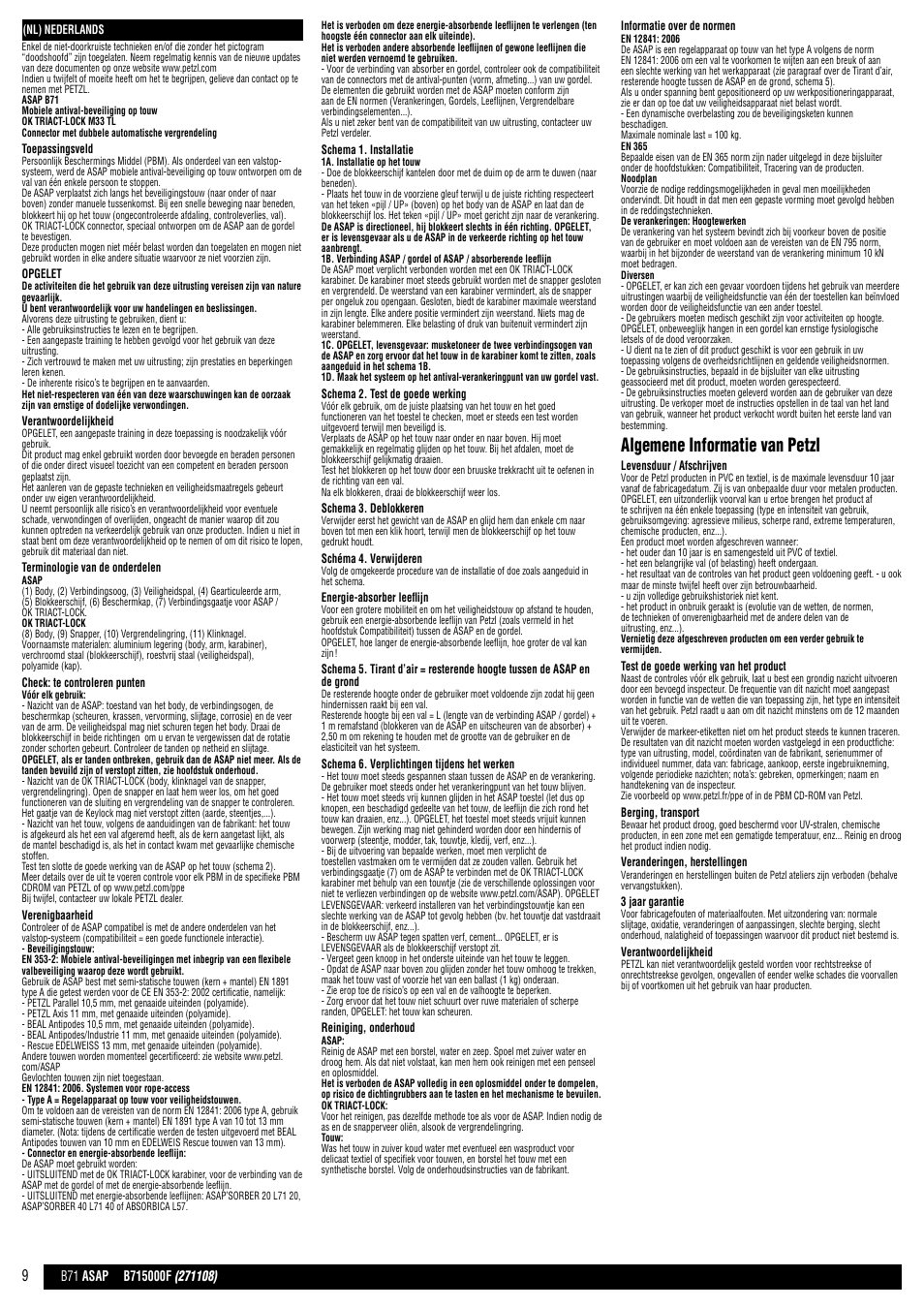 Algemene informatie van petzl | Petzl ASAP B71 User Manual | Page 9 / 23