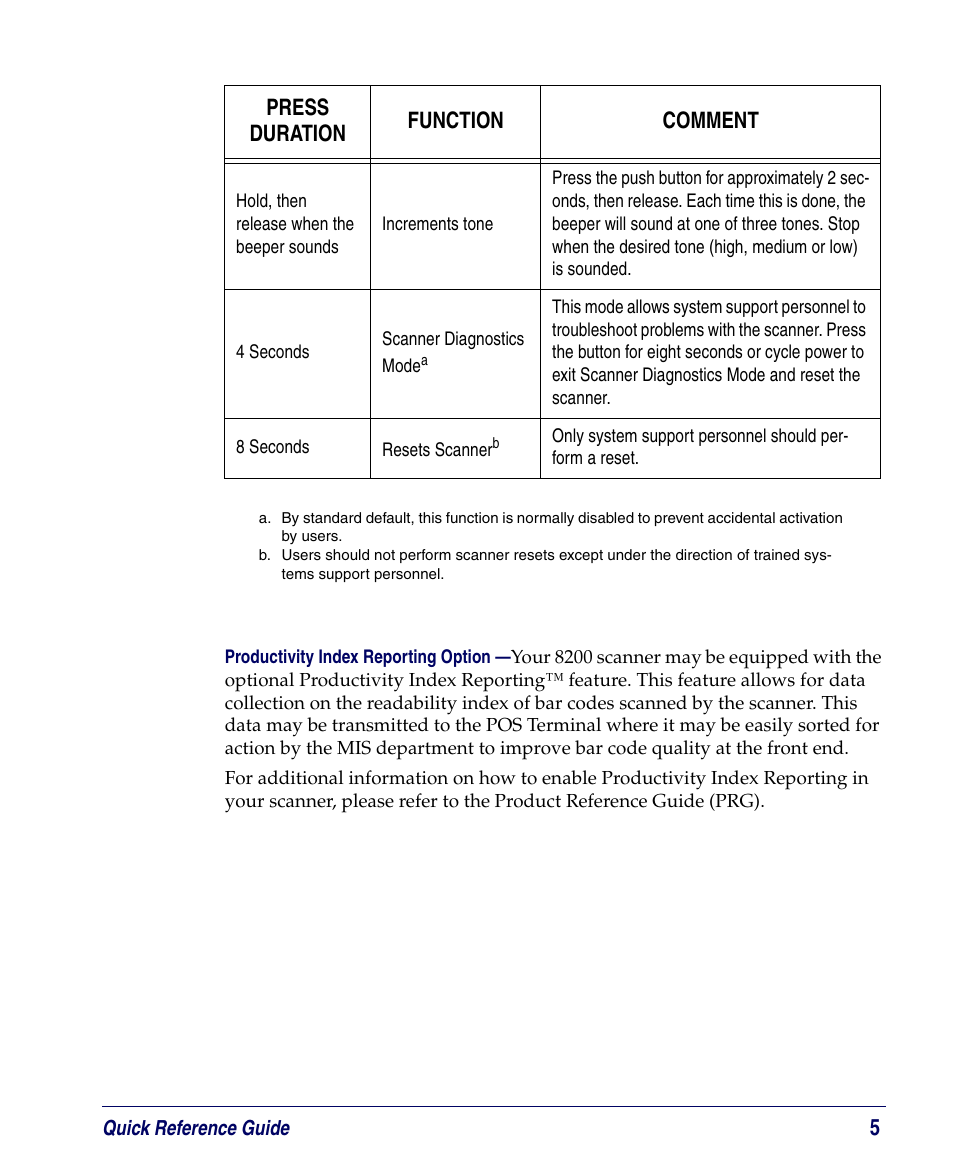 Press duration function comment | PSC Magellan 8200 User Manual | Page 11 / 56