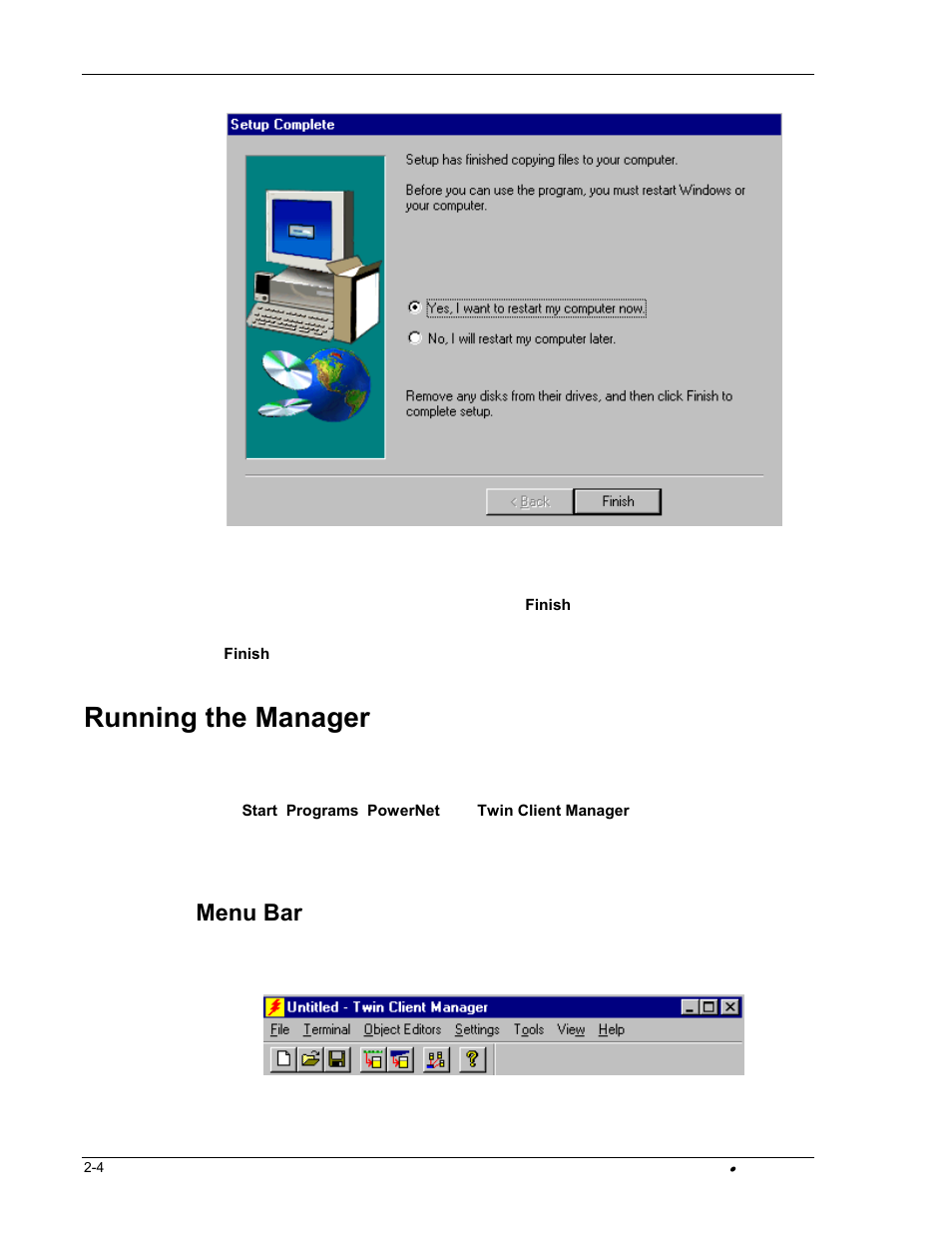 Running the manager, Menu bar | PSC FALCON 315 User Manual | Page 12 / 84