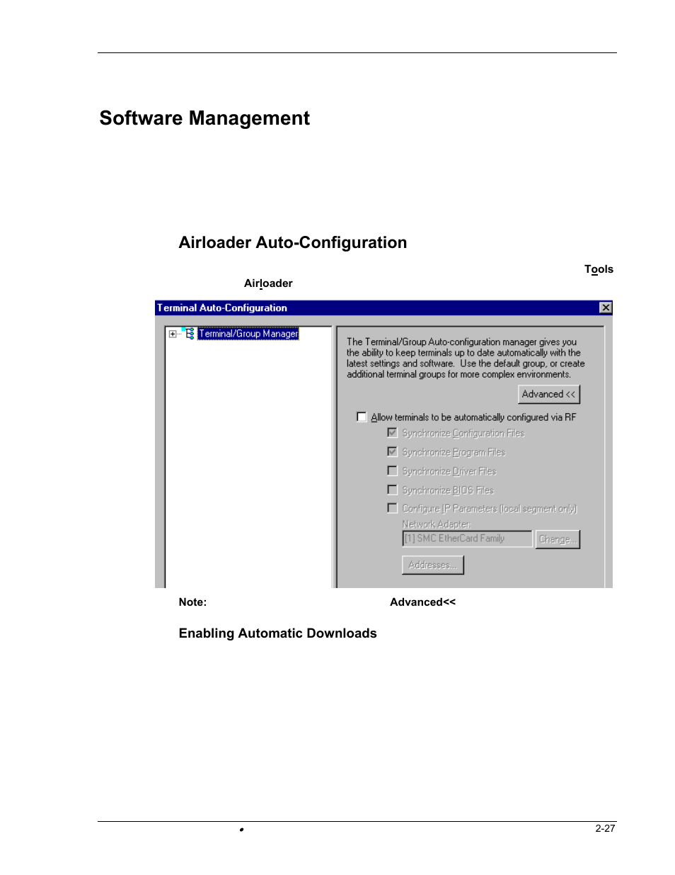 Software management, Airloader auto-configuration | PSC FALCON 315 User Manual | Page 35 / 84