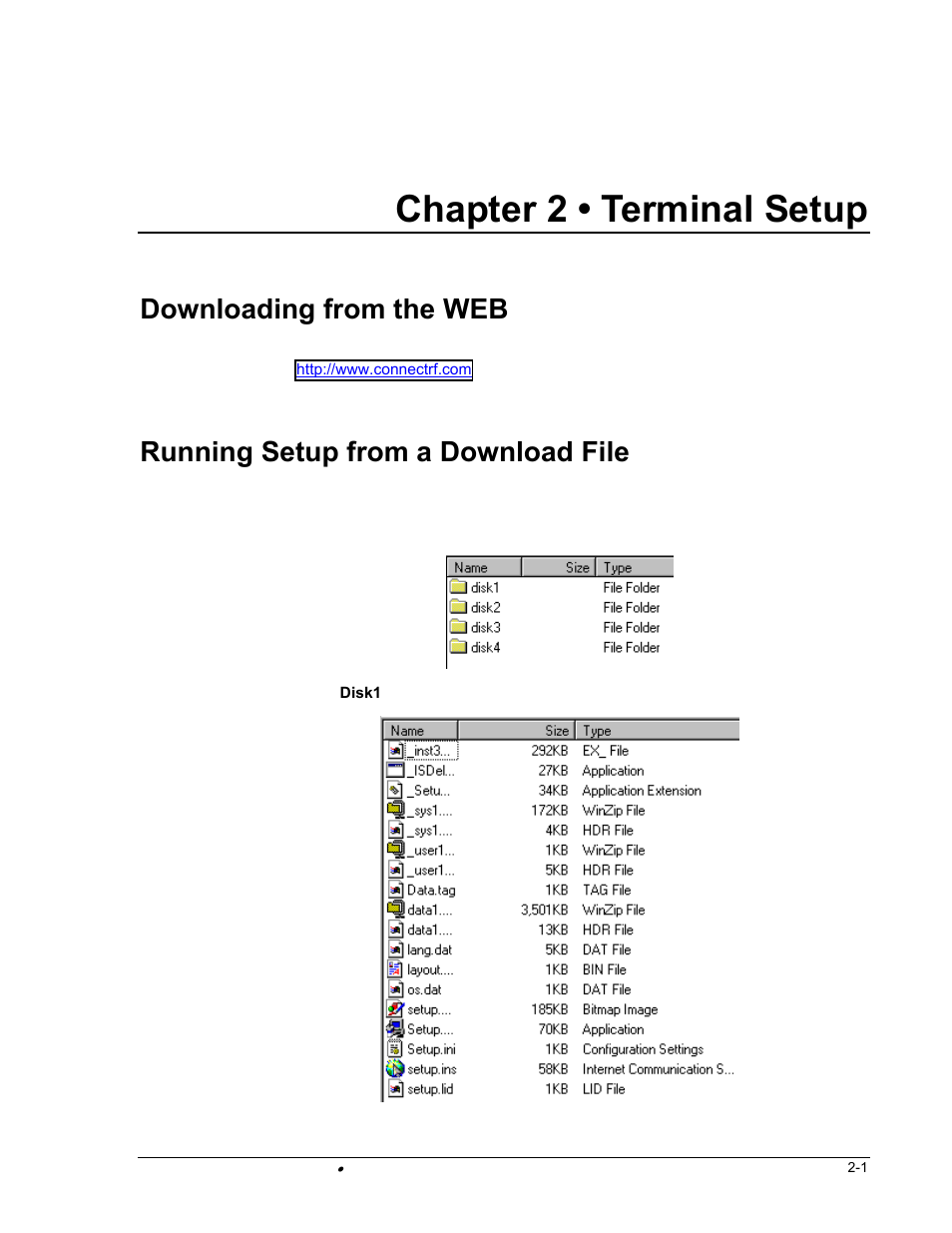 Chapter 2 • terminal setup, Downloading from the web, Running setup from a download file | PSC FALCON 315 User Manual | Page 9 / 84