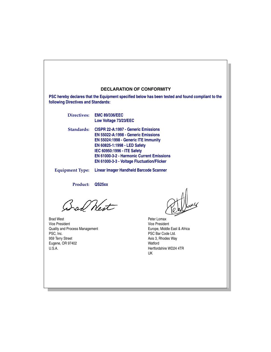 PSC QS2500 User Manual | Page 75 / 76