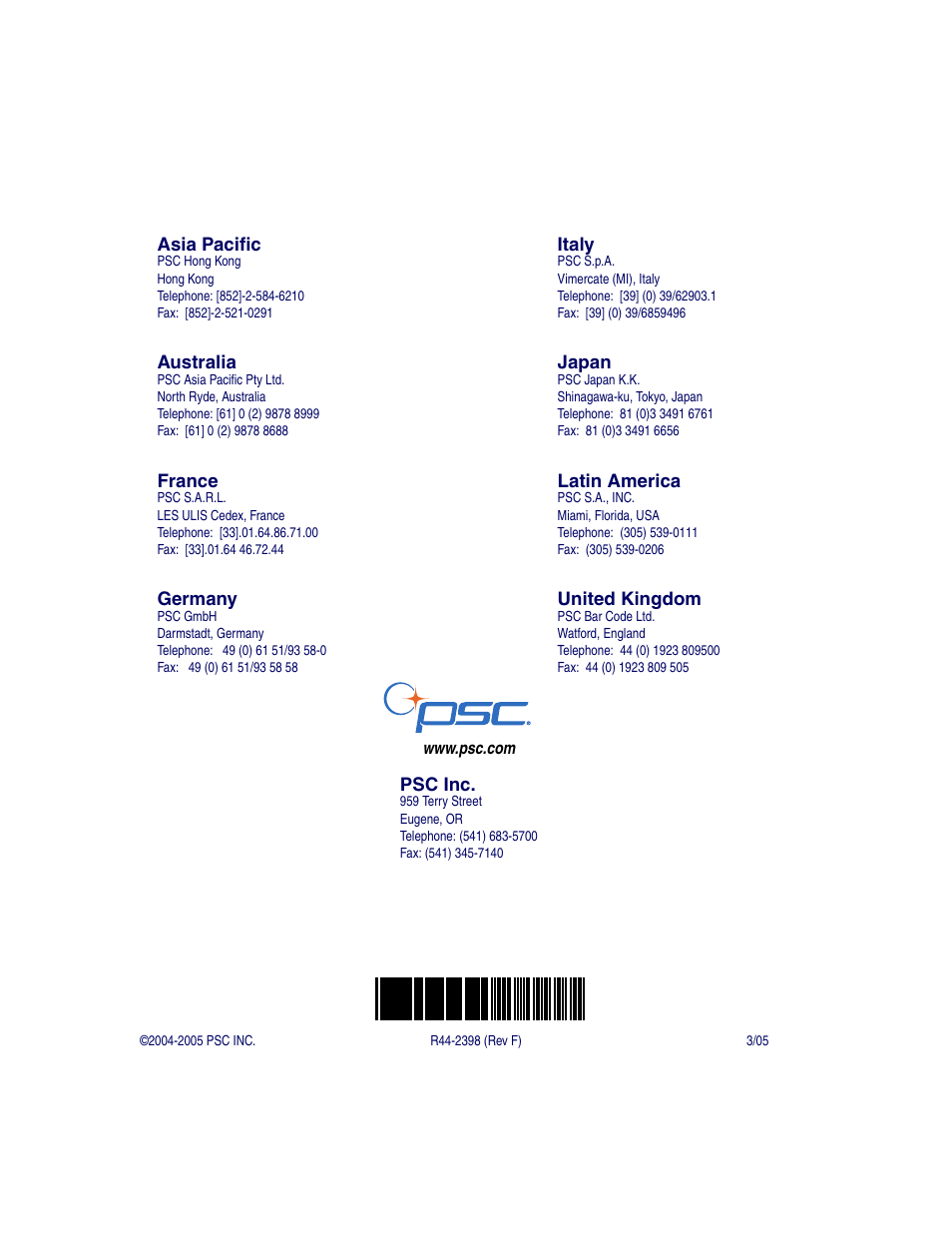 PSC QS2500 User Manual | Page 76 / 76