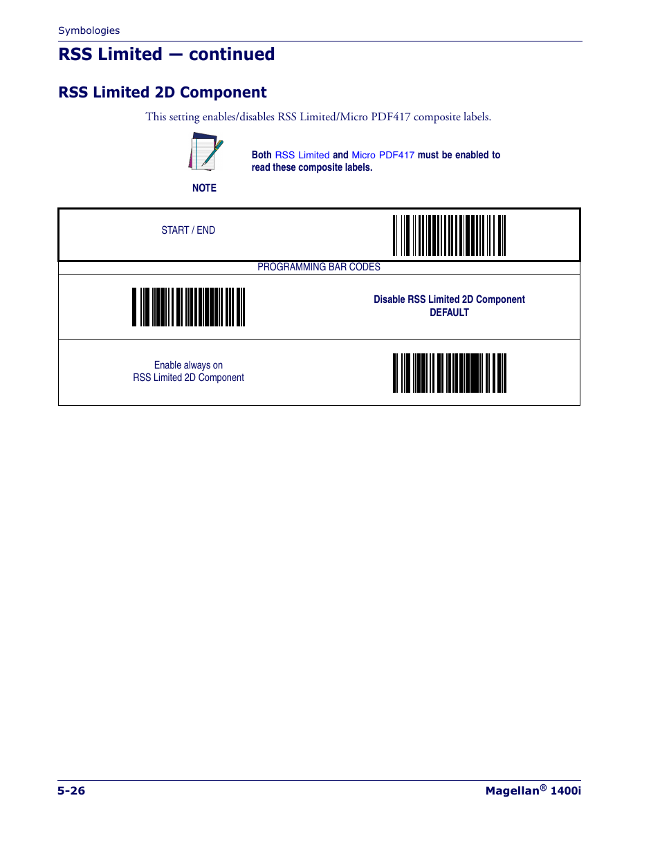 Rss limited 2d component, Rss limited 2d component -26, Rss limited — continued | PSC 1400I User Manual | Page 102 / 180
