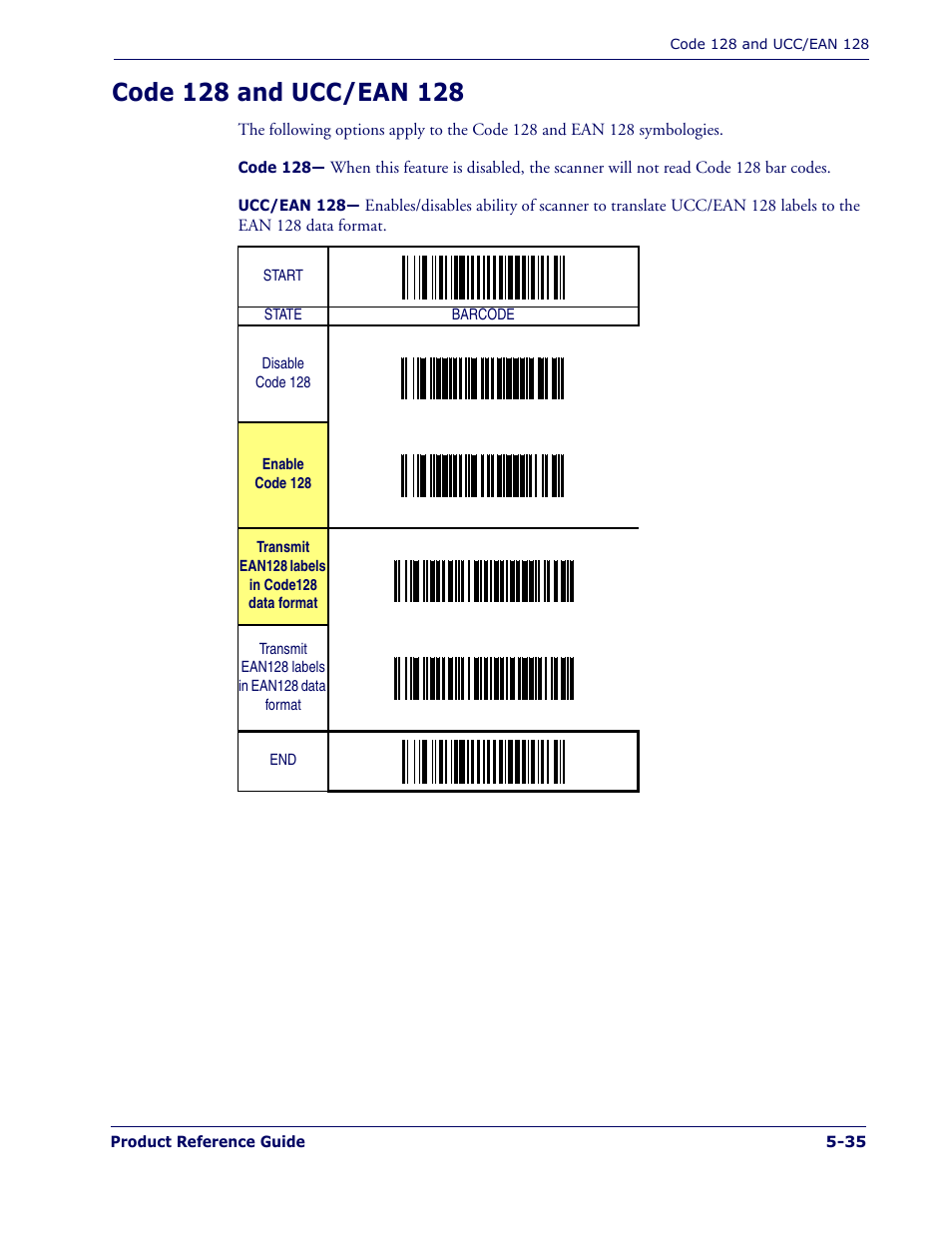 Code 128 and ucc/ean 128, Code 128 and ucc/ean 128 -35 | PSC 1400I User Manual | Page 111 / 180