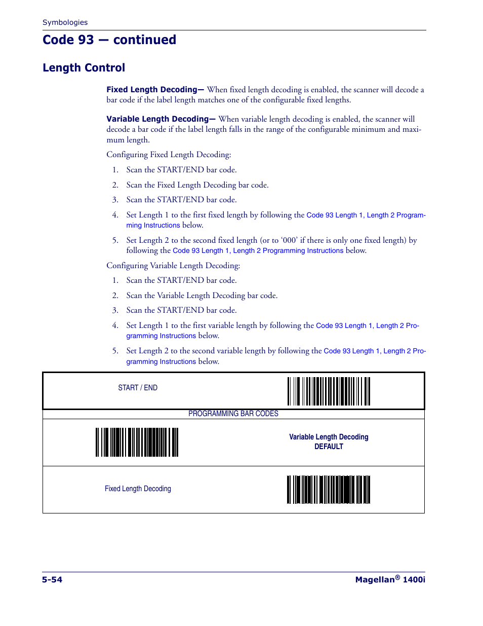 Length control, Length control -54, Code 93 — continued | PSC 1400I User Manual | Page 130 / 180
