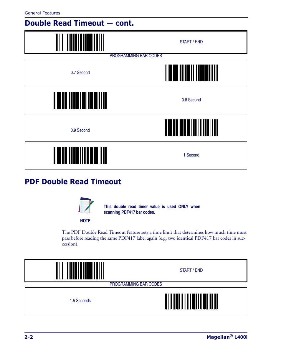 Pdf double read timeout, Pdf double read timeout -2 | PSC 1400I User Manual | Page 14 / 180