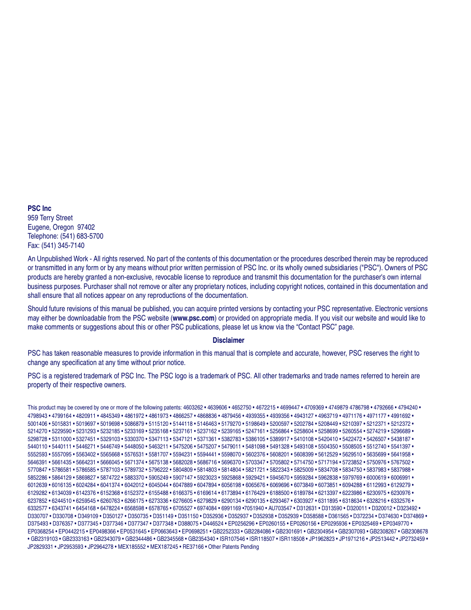 PSC 1400I User Manual | Page 2 / 180